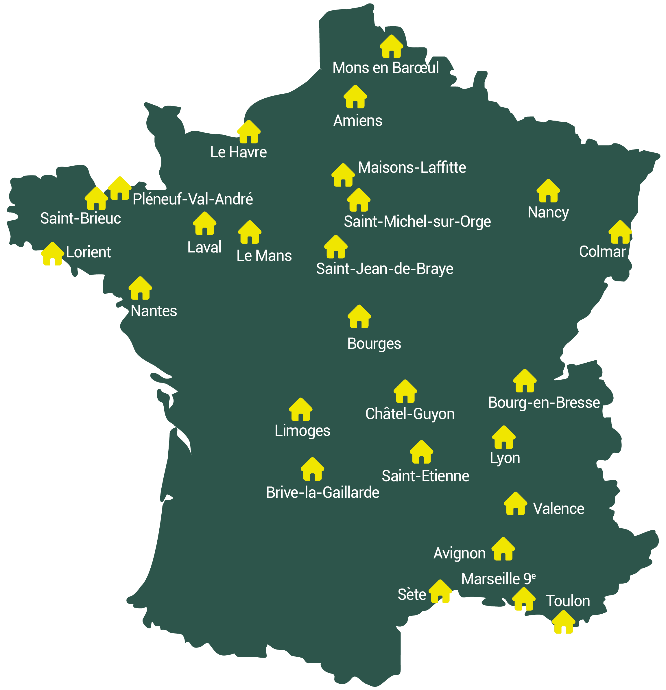 Carte de France - Courts Sejours - hiver 2021